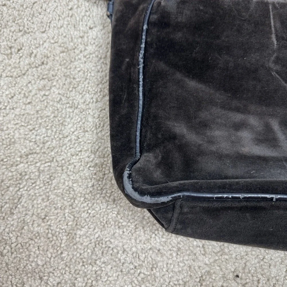 Vintage Y2K Juicy Couture Laptop Computer Messenger Bag Brown Velour‎ Velvet